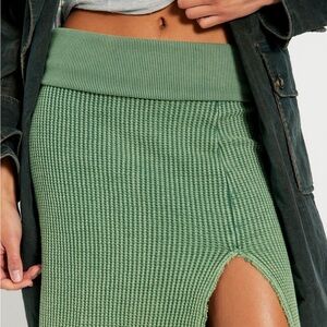 Free People Textured Green Pencil Skirt